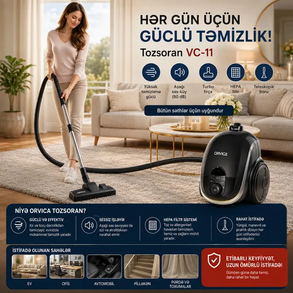 Orvica VC-11, 4000 Vt, quru, konteyner, 3 L — пылесосы