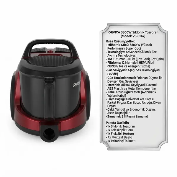 Orvica, 3800 Vt, Quru, 6 l — пылесосы