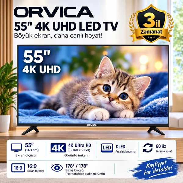 Orvica 55 düym Smart TV — televizorlar