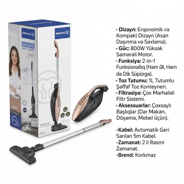 Vertikal tozsoran Korkmaz Tempratik Dikey, simsiz, boz, bej, 1000 ml — tozsoranlar