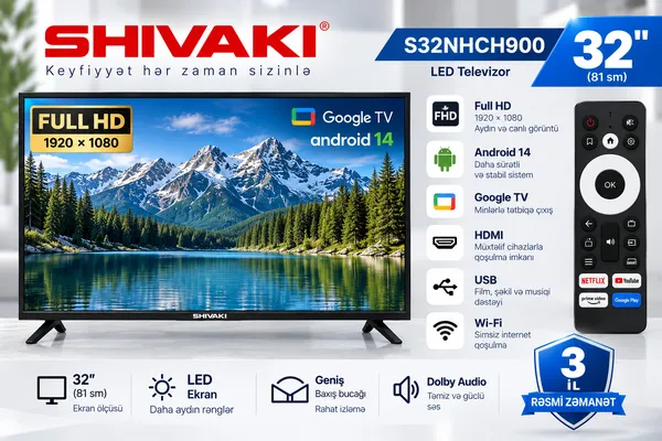 Shivaki S32NUCHH900 LED 32 düym Full HD Smart TV — телевизоры