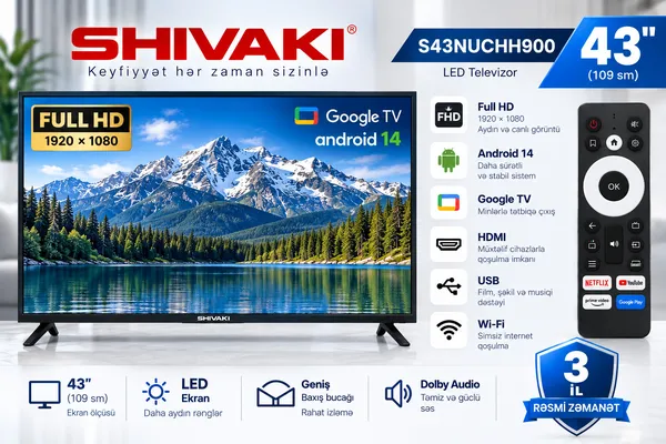 Shivaki S43NUCHH900 LED 43 düym Full HD Smart TV — televizorlar