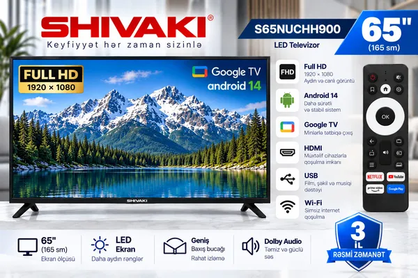 Shivaki S65NUCHH900 LED 65 düym 4K UHD Smart TV — телевизоры