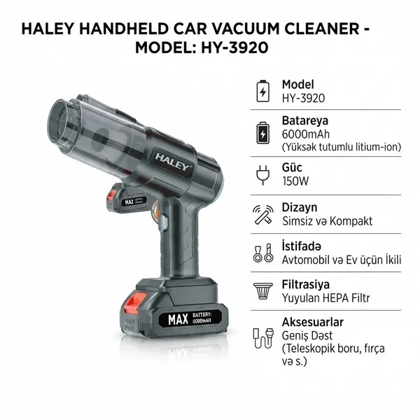 Simsiz tozsoran Haley HY-3920, 450 ml — пылесосы