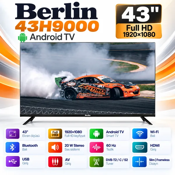 Berlin 43L9000 43 düym Full HD Android TV — televizorlar