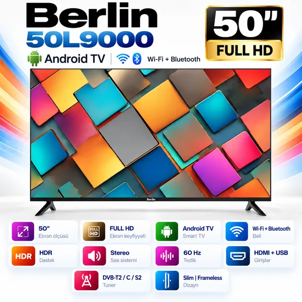 Berlin 50L9000 LED 50 düym Full HD Android TV — televizorlar