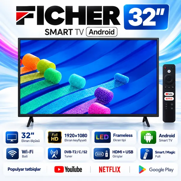Ficher 32 düym HD LED Android TV — телевизоры