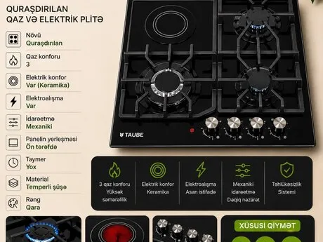Qaz plitəsi Taube T6031WGGB — духовки и плиты