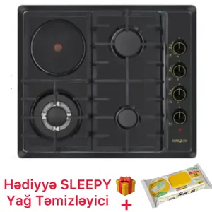 Bişirmə paneli Eurolux 3 qaz, 1 elektrik konforu, emal, wok, 60 sm, elektroalışma, Türkiyə (BB-001281) - BB-001281