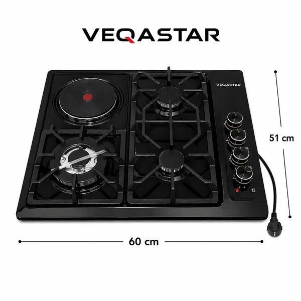 Quraşdırılan bişirmə səthi Veqastar Mebel Qazı Qara AZ-8263 — bişirmə panelləri