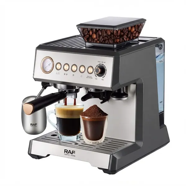 Qəhvə maşını RAF R.0212, espresso, 1350 Vt, 2.3 l, gümüşü — qəhvə maşınları