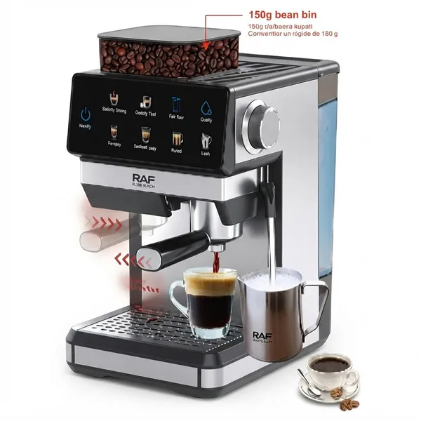 Qəhvə maşını RAF R.195, espresso, 1350 Vt, 1.8 l, gümüşü — кофемашины