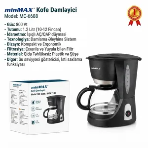 Damcılı qəhvəbişirən MinMax MC-6688 800 W 1.2 l qara