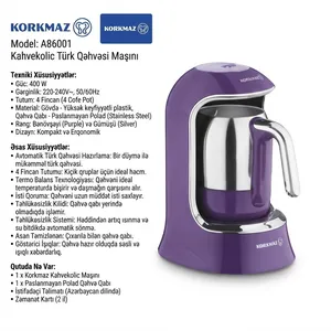 Qəhvəbişirən Korkmaz A86001 Kahvekolic türk sayağı 400 W 1.2 l bənövşəyi-gümüşü
