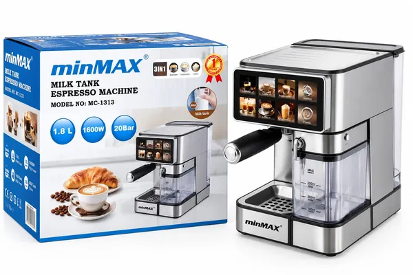 Espresso qəhvə maşını MinMax MC-1313, Espresso, 1600 Vt, 1.8 l, Gümüşü — кофемашины