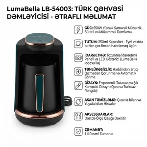 Qəhvəbişirən LumaBella LB-54003, 550 Vt, 0.25 l, qara