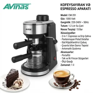 Qəhvəbişirən Avinas avtomatik espresso 1000 W 1.2 l qara-gümüşü