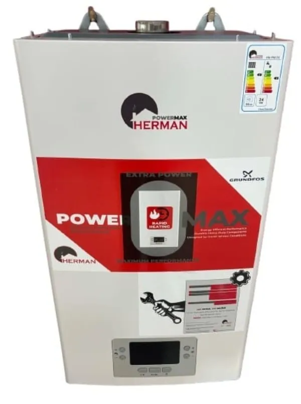 Qaz kombisi Herman POWERMAX, İki konturlu, 65 kVt, Ağ — газовые котлы