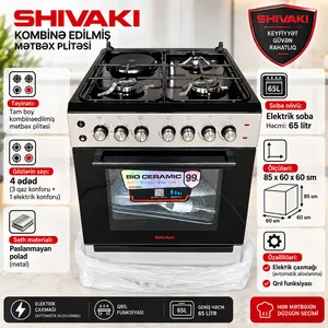 Sobalı qaz plitəsi Shivaki 01K paslanmayan polad