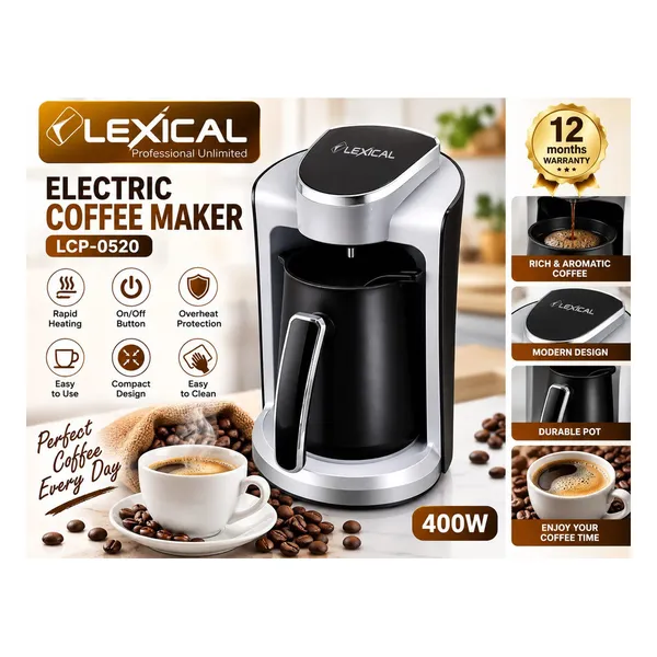 Qəhvəbişirən Lexical LCP-0520, 400 Vt, 0.25 l, gümüşü/qara — кофемашины