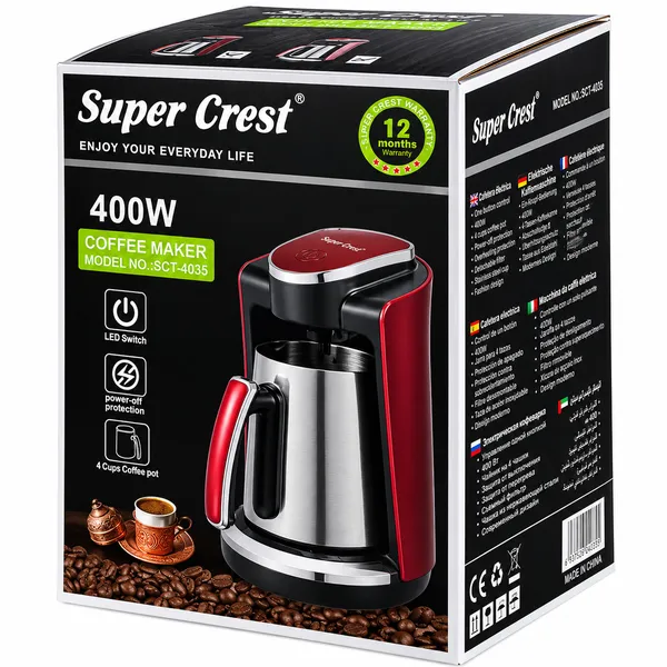 Qəhvəbişirən Super Crest, SCT-4035, Qarışıq, 400 Vt, 0.6 L, Qırmızı — qəhvə maşınları