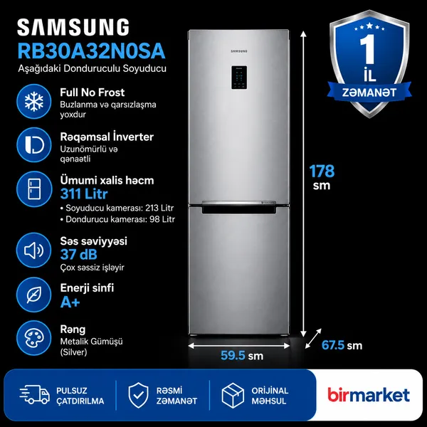 Samsung RB30A32NOSA/WT MET — soyuducular