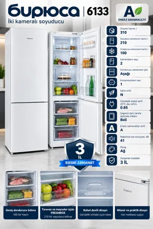 Biryusa, 6133, İkikameralı, Ağ, 310 L, A