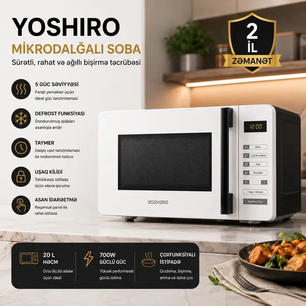 Mikrodalğalı soba Yoshiro TRNDR124124T 20 l 700 Vt — микроволновые печи