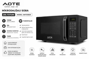 Mikrodalğalı soba Aote AM720B20, 20 L, 1100 Vt, Mikrodalğalar, Qara