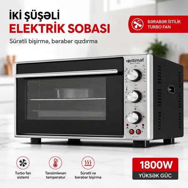 Mikrodalğalı soba Itimat 50 l 1600 W qril funksiyalı gümüşü. — mikrodalğalı sobalar