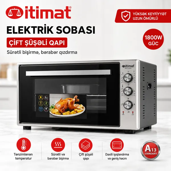 Mikrodalğalı soba Itimat 50 l 1200 W qril funksiyalı gümüşü. — mikrodalğalı sobalar