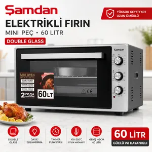 Mikrodalğalı soba Şamdan 60 l 1400 W qril və konveksiya funksiyalı gümüşü.