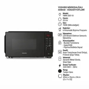 Mikrodalğalı soba Yoshiro YMW-2001-B, 20 l, 700W