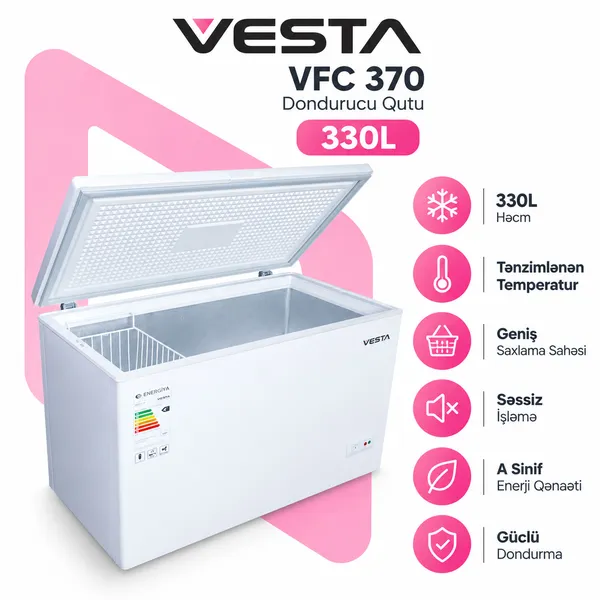 Dondurucu qutu Vesta VFC 370 330 l ağ — морозильники