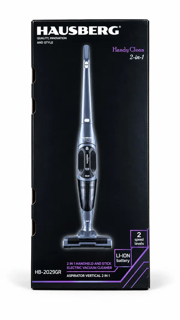 Vertikal tozsoran Hausberg HB-2029GR, Simsiz, Quru, Boz, 460 ml — tozsoranlar