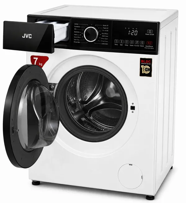 JVC WG NLDF07W5S, ağ, 7 kq, 1200 dövr/dəq — paltaryuyan maşınlar