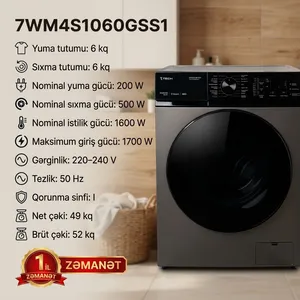 Paltaryuyan maşını 7Tech 7WM4S1260GSS1, Grafit, 6 kq