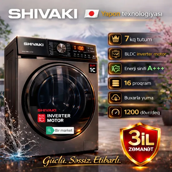 Shivaki WM1470S 7 kq 1200 dövr/dəq boz — paltaryuyan maşınlar