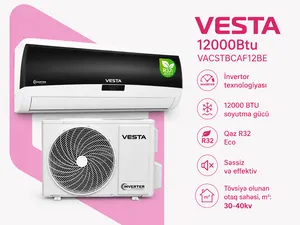 Vesta VACSTBCAF12BE_İE Split-sistem 12000 BTU/saat İnverter Ağ, Qara
