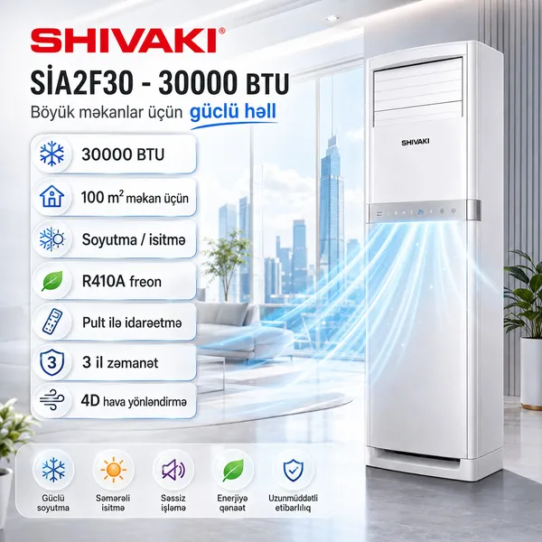 Shivaki SIA2-F30HE30000KOND, Split-sistem, 30000 BTU/saat, Ağ — кондиционеры
