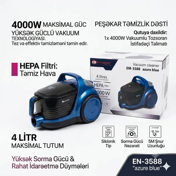Euromerss EM-3588 Azure Blue — пылесосы