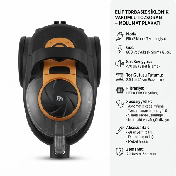 Elif 800 W 2.5 l nəm və quru təmizləmə. — пылесосы