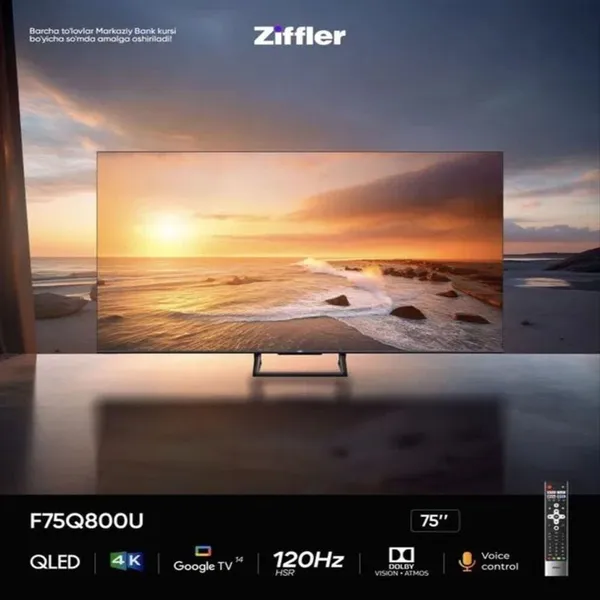 Ziffler F75Q800U QLED 75 düym 4K Ultra HD — televizorlar