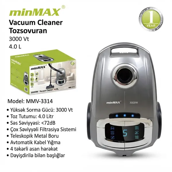 MinMax MMV-3314 3000 W quru torbalı 4 l — tozsoranlar