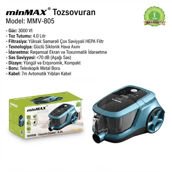 MinMax MMV-805 3000 W nəm/quru konteyner 4 l — пылесосы
