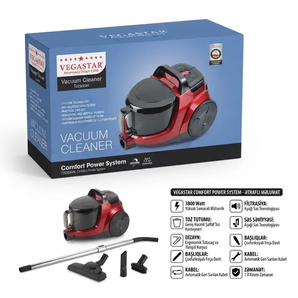 VegaStar Comfort Power System 3800/240 W konteynerli 3.2 l — пылесосы
