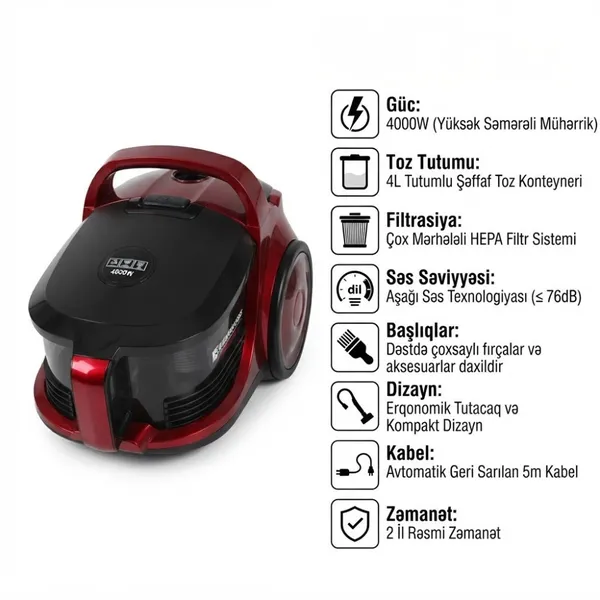 OrvicaM-100, 4000 Vt, konteyner, 4 L, 240 Vt — пылесосы