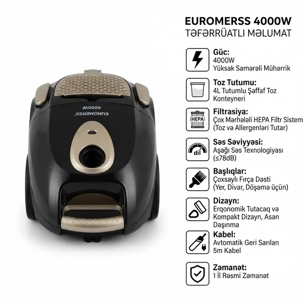 Euromerss 4000/240 W konteynerli 4 l — пылесосы