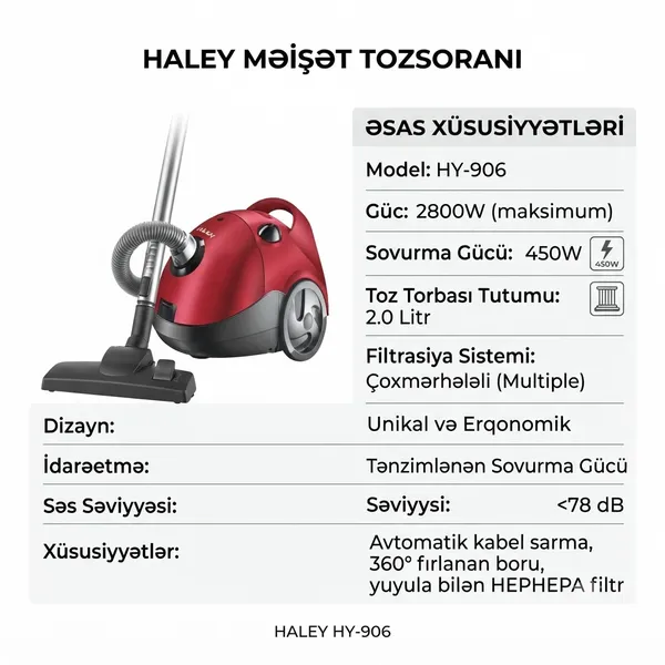 Haley 2800/450 W torbalı 2 l — tozsoranlar