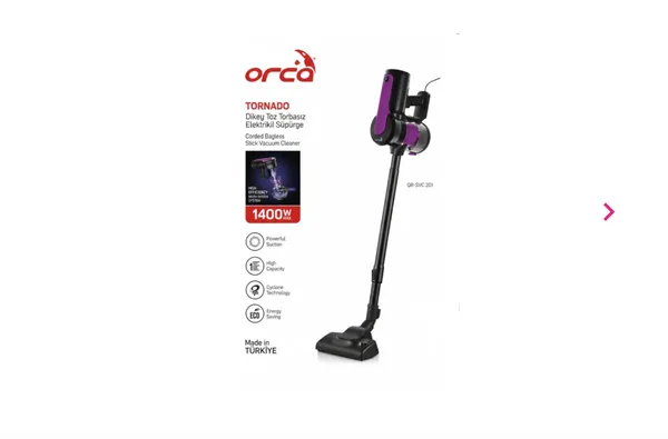 Vertikal tozsoran Orca TORNADO 1400W güclü siklon, Türkiyə istehsalı - MXM0127103 — пылесосы